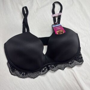 Maidenform‎ Lift Wireless Bra Lightly Padded Lace Womens 36D Black Open Neckline
